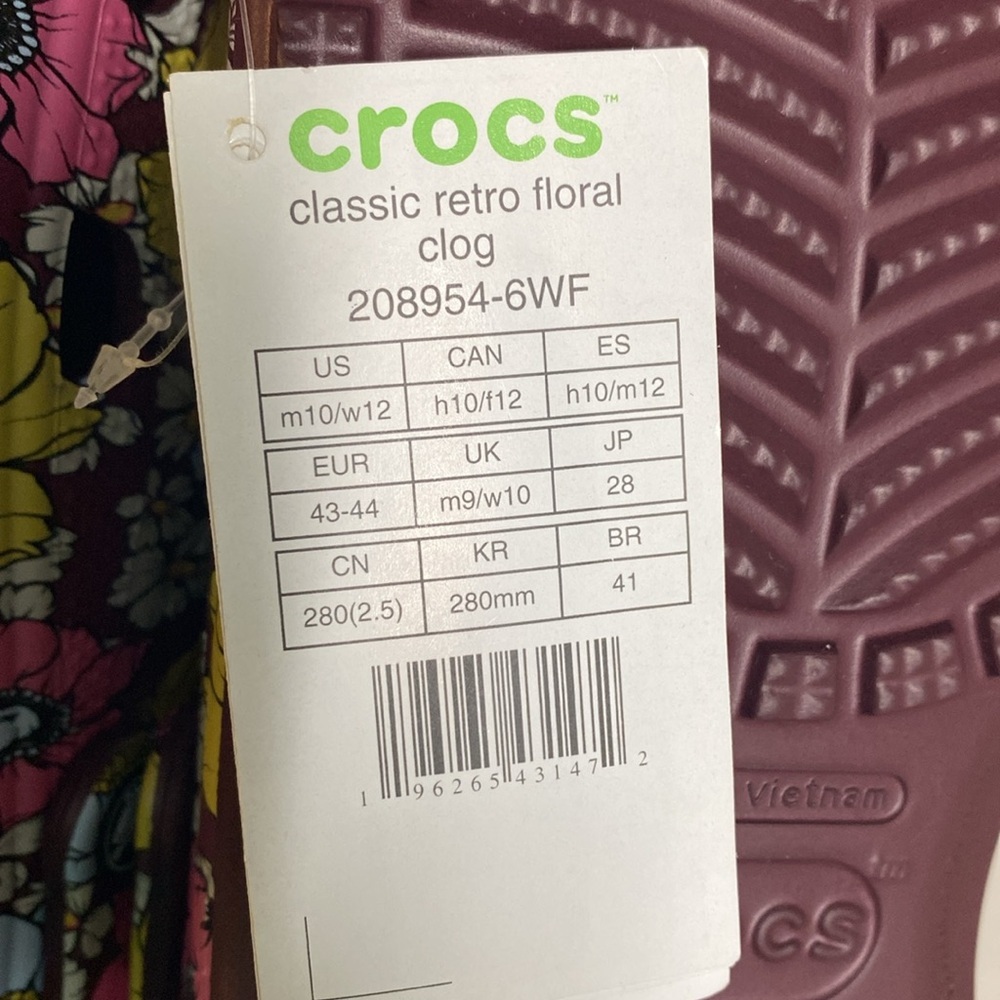 CROCS classic retro floral clog in burgundy multicolored‎ floral - Picture 4 of 7